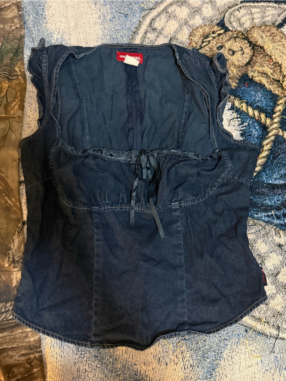 Y2K Denim Milk Maid style Top